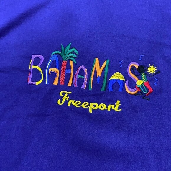 Jerzees Purple Vintage Bahamas Freeport Cotton Blend T-Shirt Men's Size XL - Picture 2 of 7